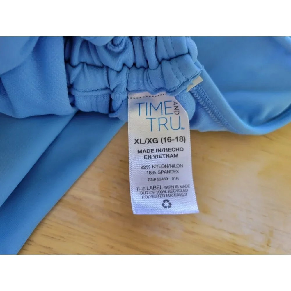 Time and Tru Womens One Piece Swimsuit XL Blue Spaghetti Strap Bathing BLU197E